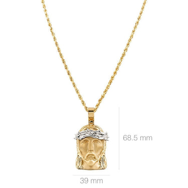 Two Tone 14k Gold Jesus Head Pendant